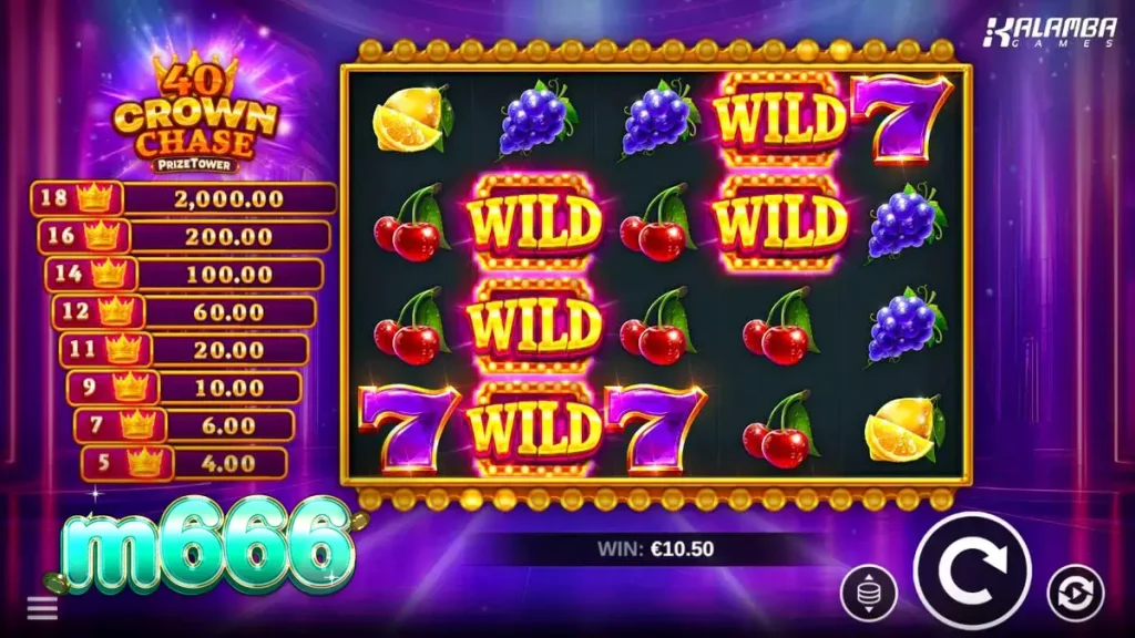 40 Crown Chase PrizeTower سلاٹ گیم کا شاہی اور پرکشش انٹرفیس